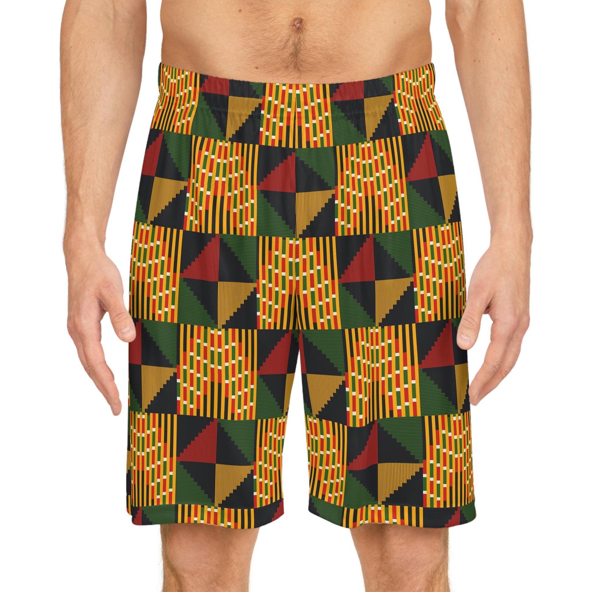 Pyramid - Mens - Basketball Shorts - African - Kente Pattern - Shorts - KumbatiaKulture
