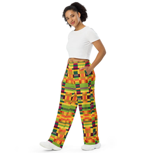 Nishati- African Kente - All-over print - wide-leg pants with pocket -  Comfortable - leisure - Sweatpants