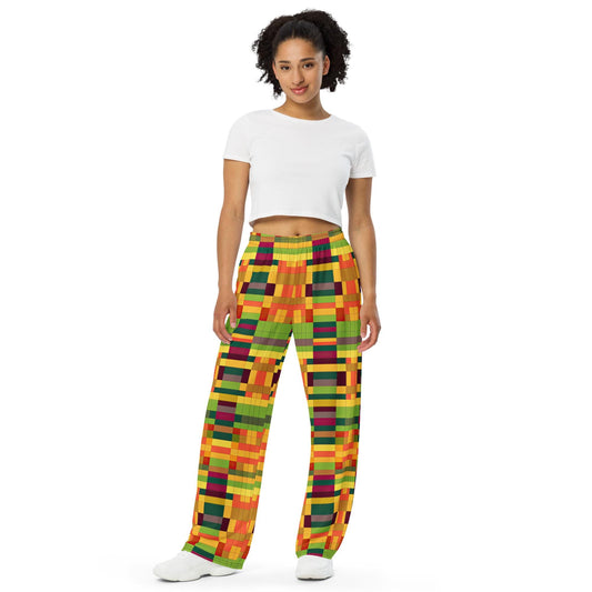 Nishati- African Kente - All-over print - wide-leg pants with pocket -  Comfortable - leisure - Sweatpants