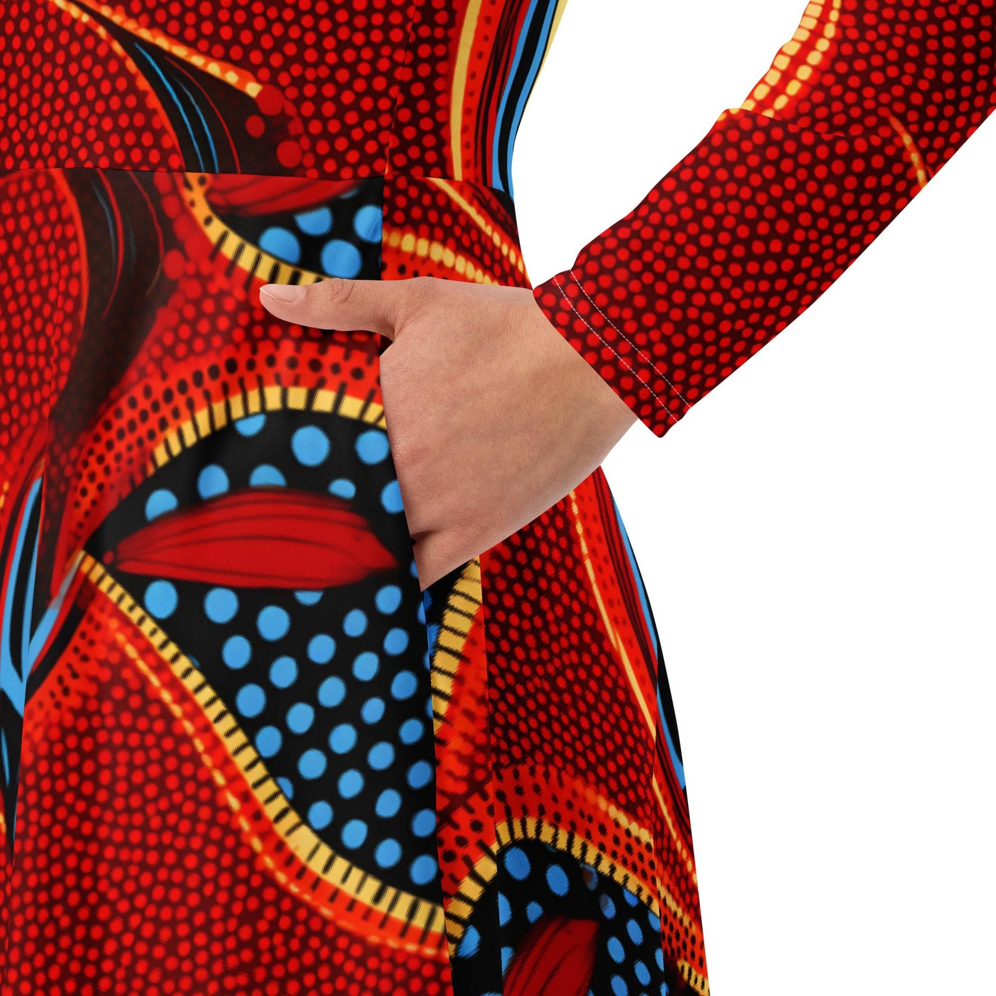 Vitaltiy- African - Ankara Pattern - long sleeve midi dress